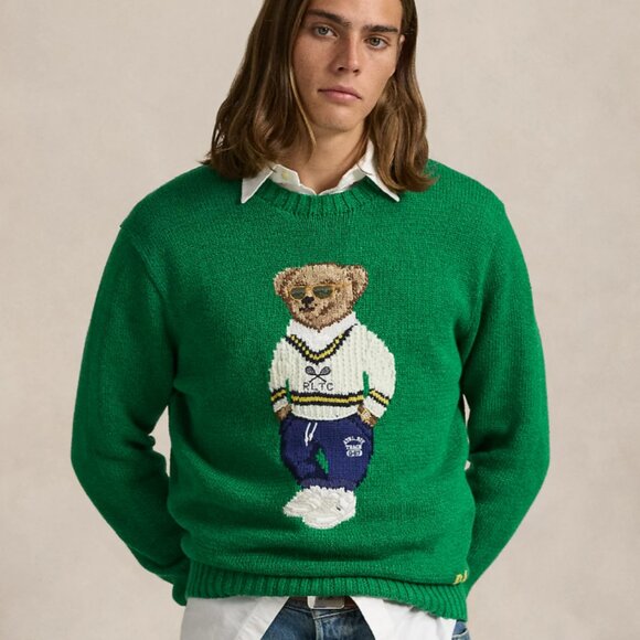 Polo Ralph Lauren Other - Polo Ralph Lauren Polo Bear Tennis Sweater Men’s Large Green Iconic Knit N